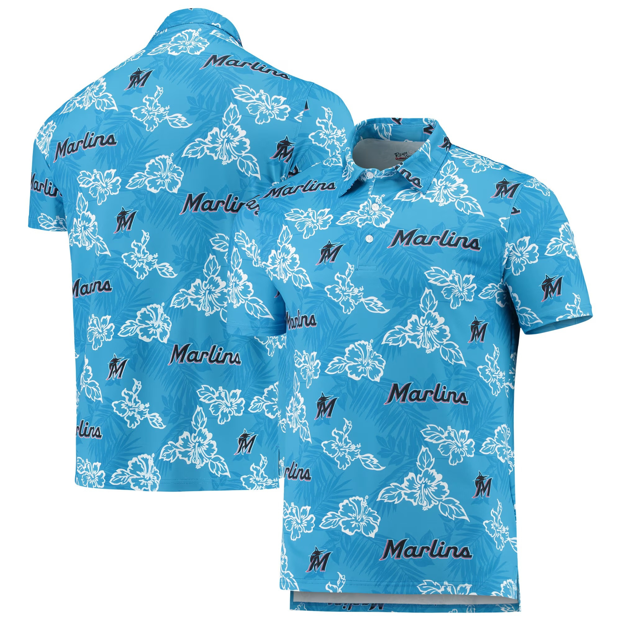 Blue Miami Marlins Polo Shirt MLB Aloha Shirt Father's Day Presents For Dad Ideas 2025-1