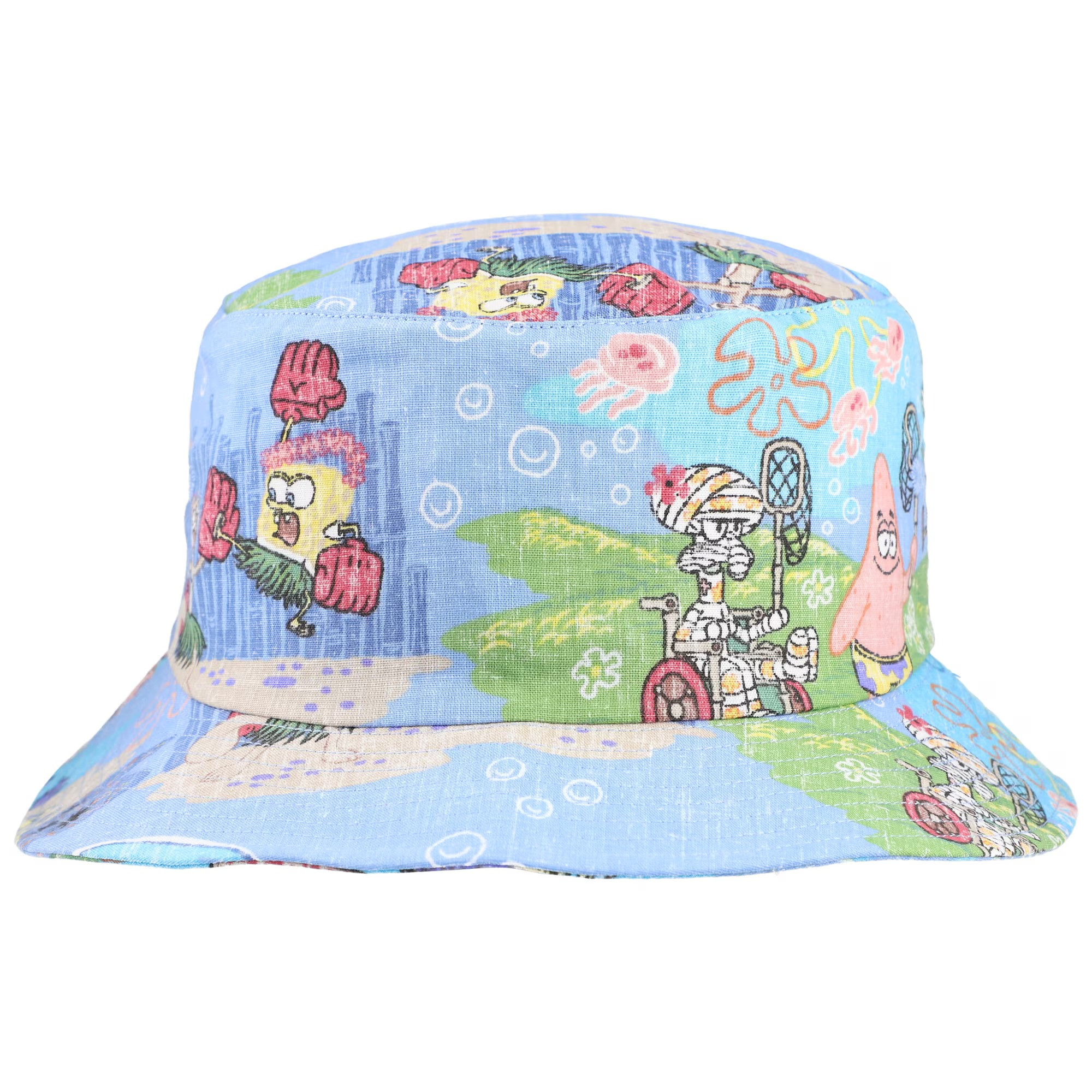 Blue SpongeBob SquarePants Aloha Bucket Hat Best Father's Day Special Gifts-1