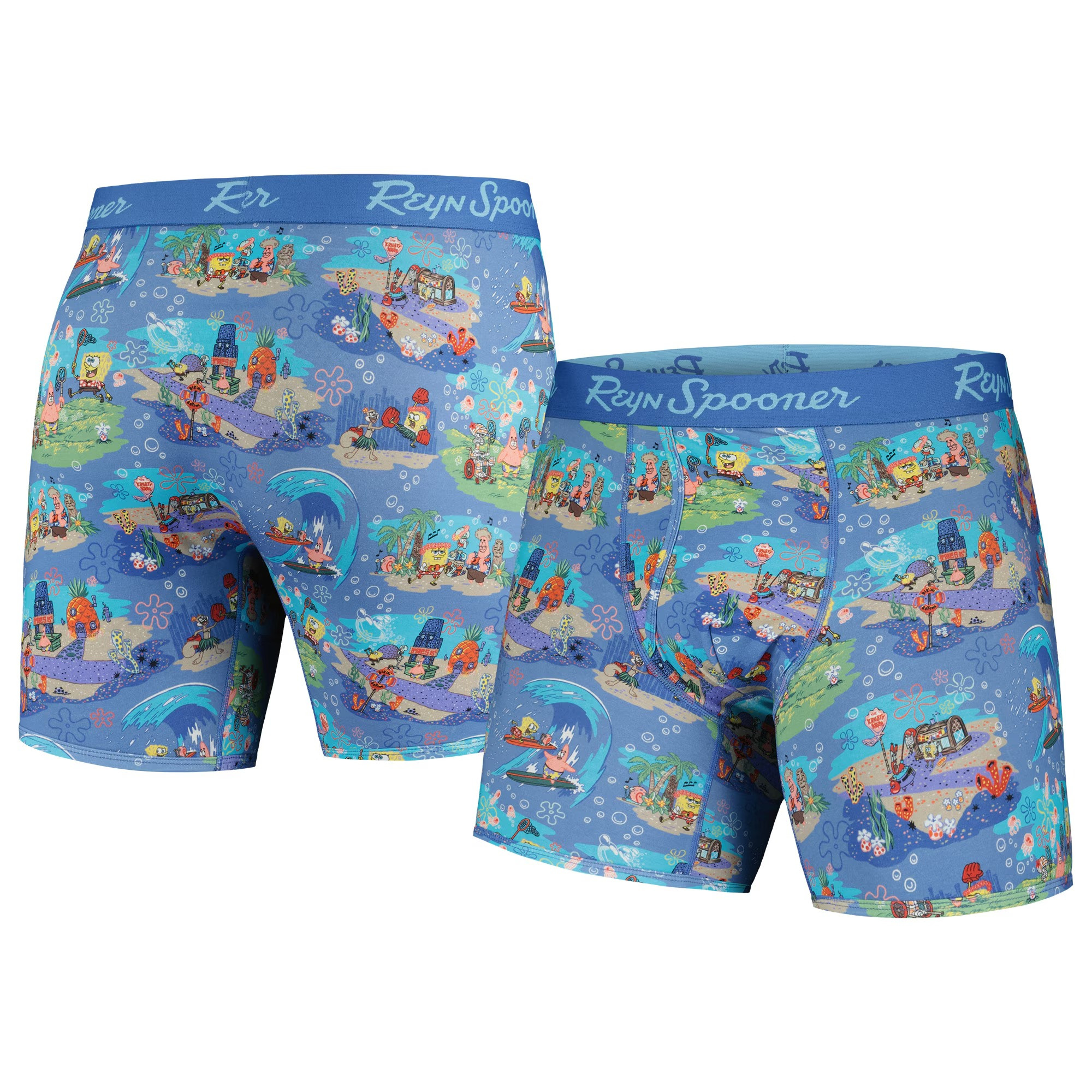 Blue Spongebob Squarepants Aloha Boxer For Men's Blue Spongebob Squarepants Aloha-1