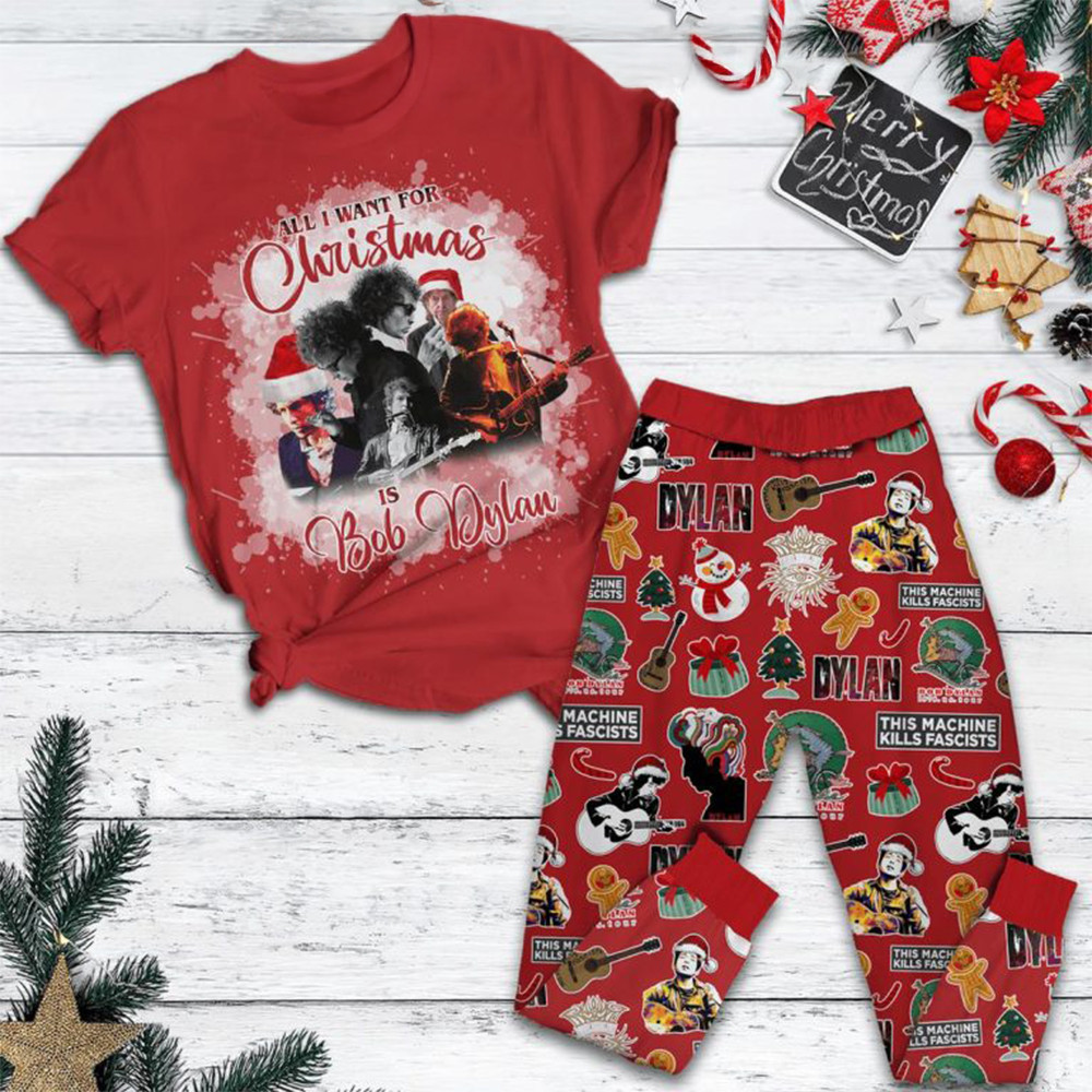 Bob Dylan Is All I Want For Christmas Holidays Pajamas Set Music Fans Gifts-1