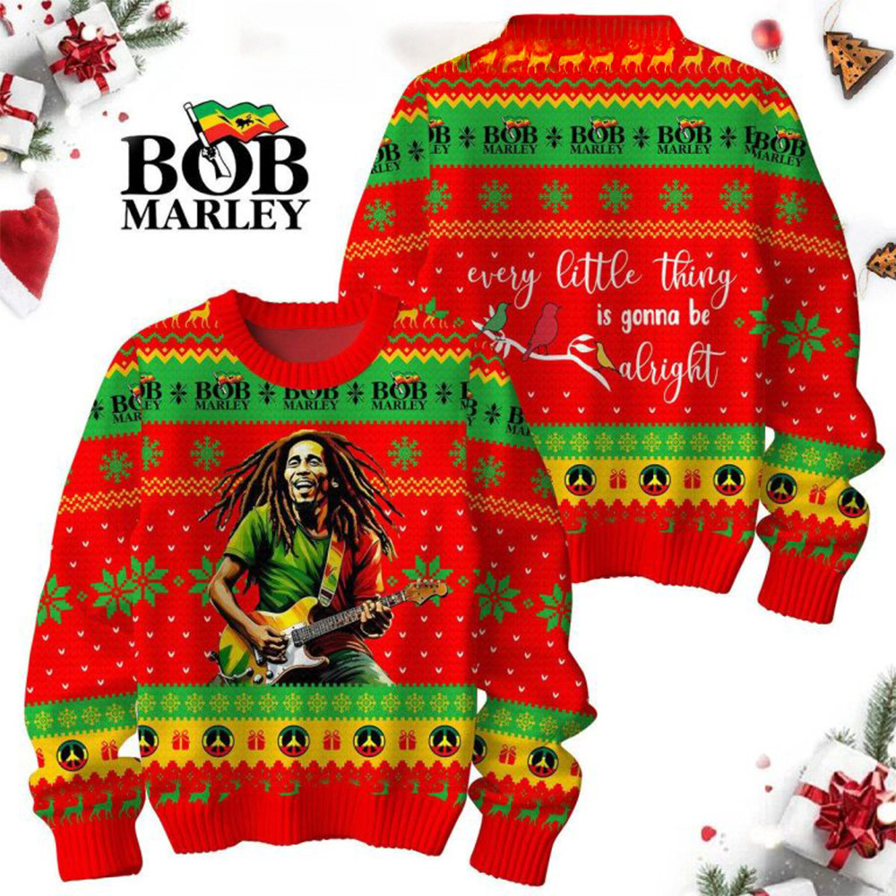Bob Marley Every Little Things Is Gonna Be Alright Merry 2024 Christmas Ugly Sweater Fans Gifts-1