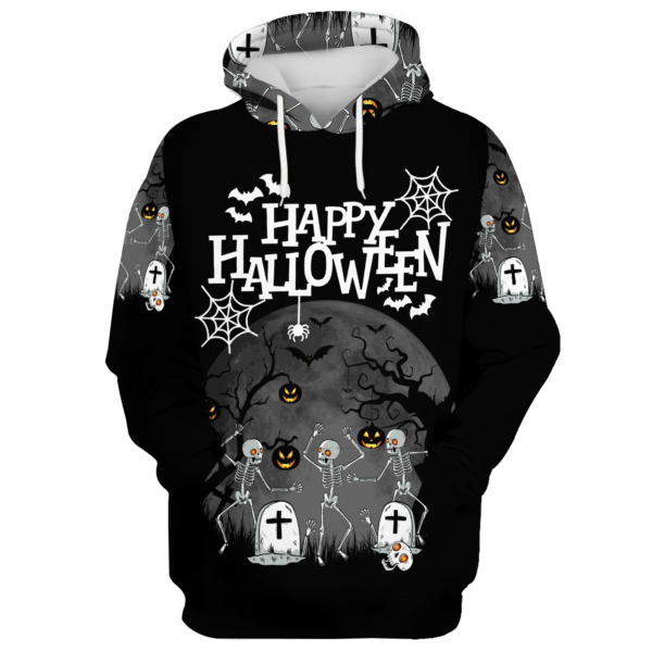 Bones Spider Halloween Night 3D All Over Print Hoodie-1