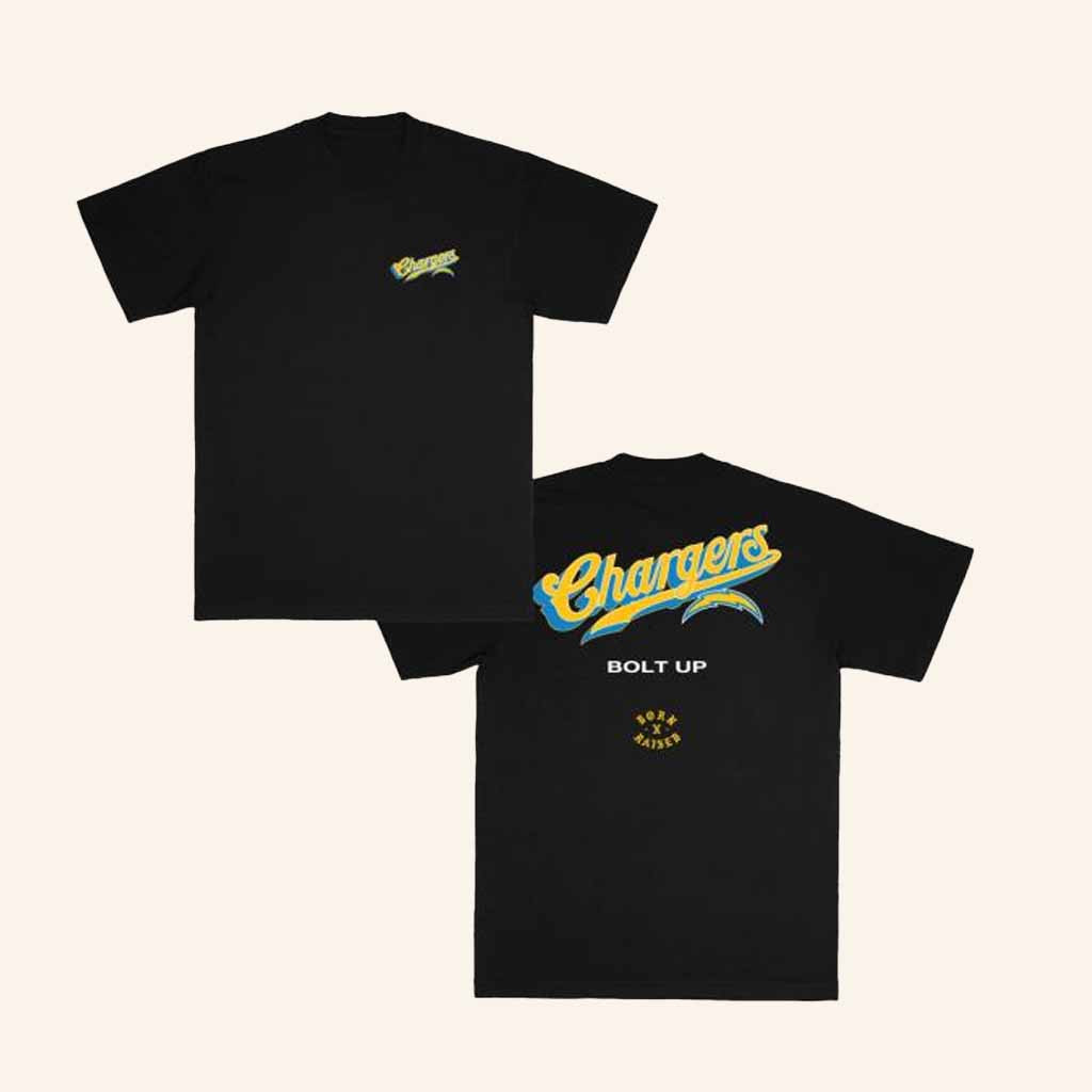 Born Raised Merch Born X Raised Chargers Pro Script T-Shirt Chargers Merch Dad Gifts-1