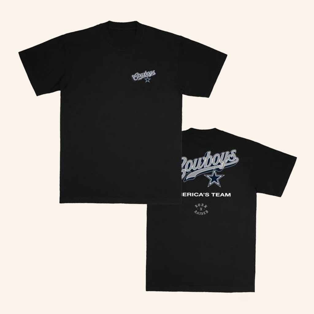 Born Raised Merch Born X Raised Cowboys Pro Script Shirt Dallas Cowboys Merch Gifts For Fans-1