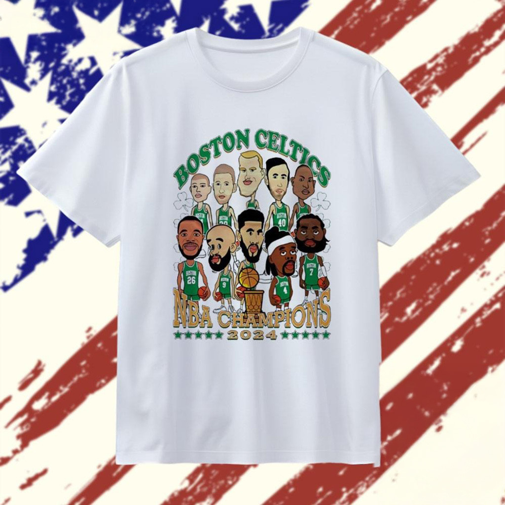 Boston Celtics Cartoon 2024 NBA Champions T-Shirt Basketball Fan Gift Ideas-1