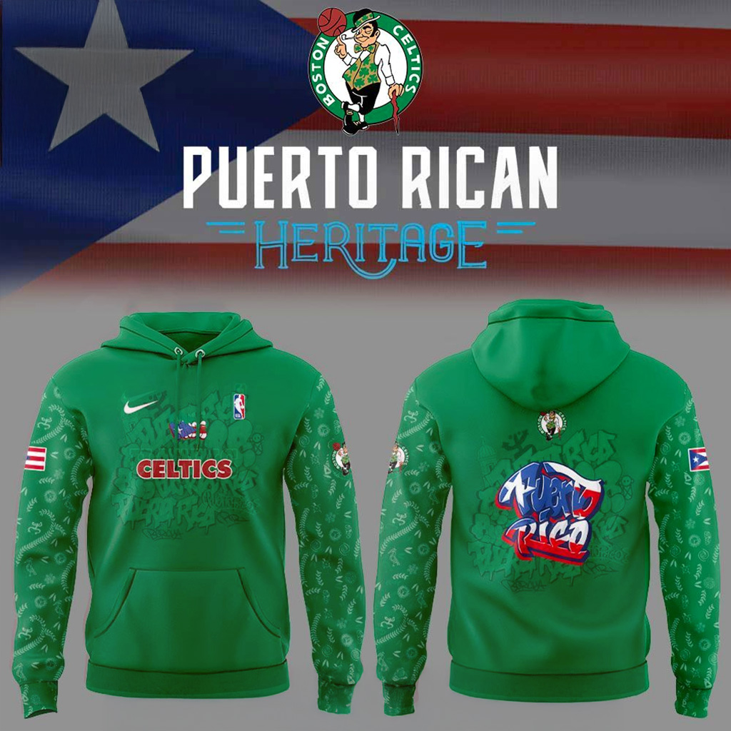 Boston Celtics Puerto Rican Heritage 2025 Hoodie Boston Celtics Merch Husband Christmas Gifts-1