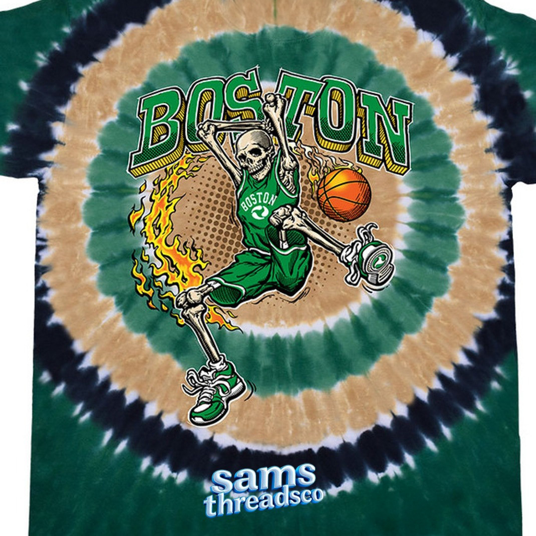 Boston Dunker Basketball Skeleton Tie Dye Shirt Gifts For Basketball Fan-1 Boston Dunker Basketball Skeleton Tie Dye Shirt Gifts For Basketball Fan-1