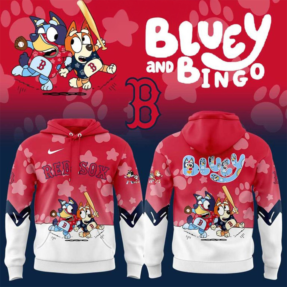 Boston Red Sox Bluey And Bingo Hoodie Cool Gifts For Basketball Fans-1