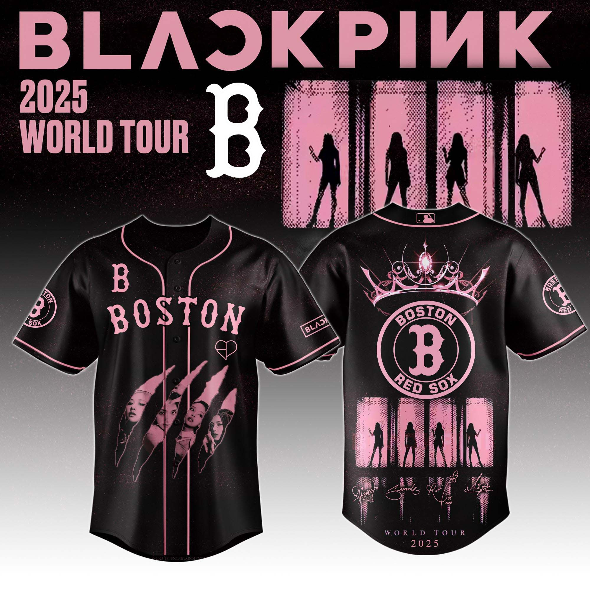 Boston Red Sox Mlb X Black Pink World Tour Baseball Jersey For Fans Red Sox Merch-1