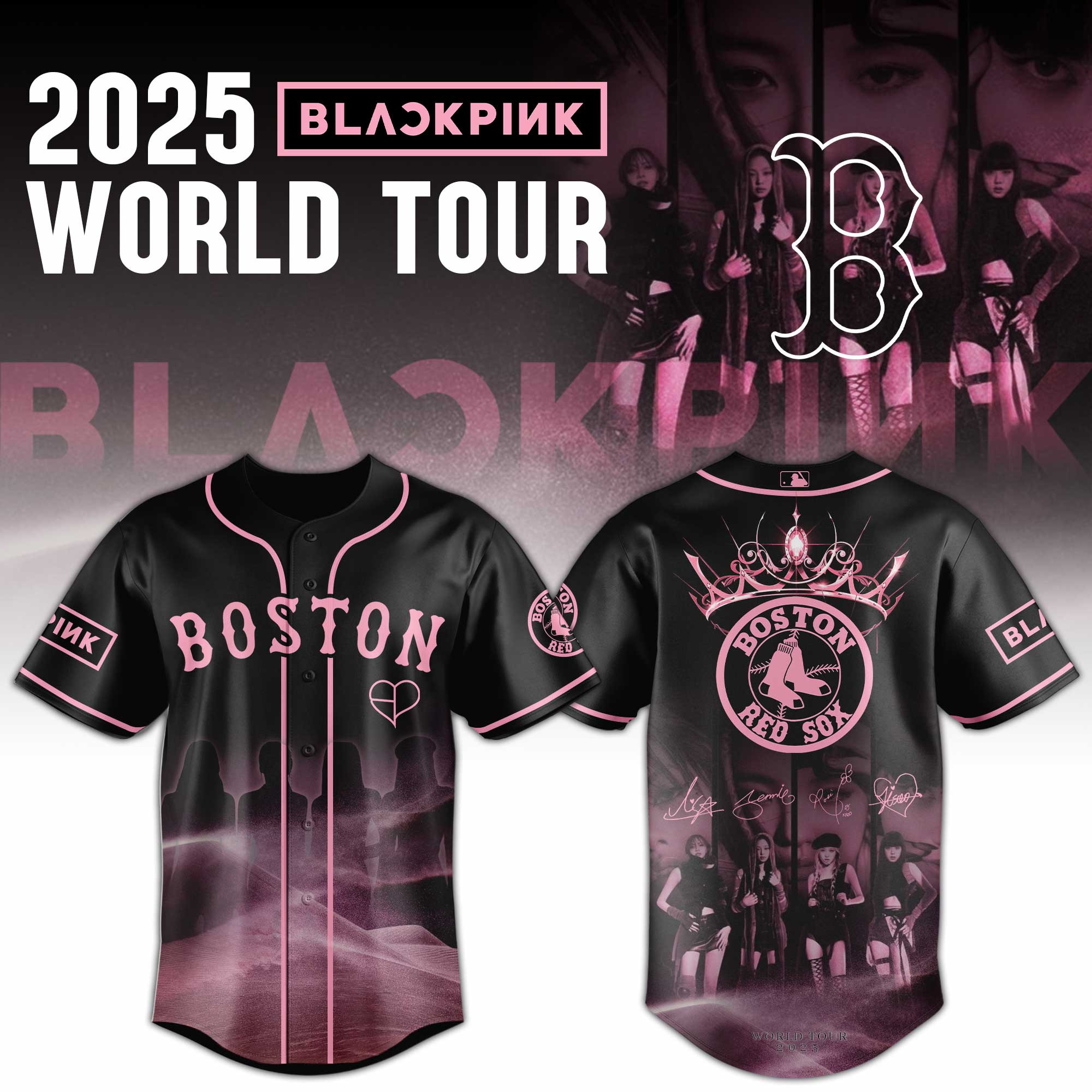 Boston Red Sox Mlb X Black Pink World Tour Baseball Jersey For Fans-1