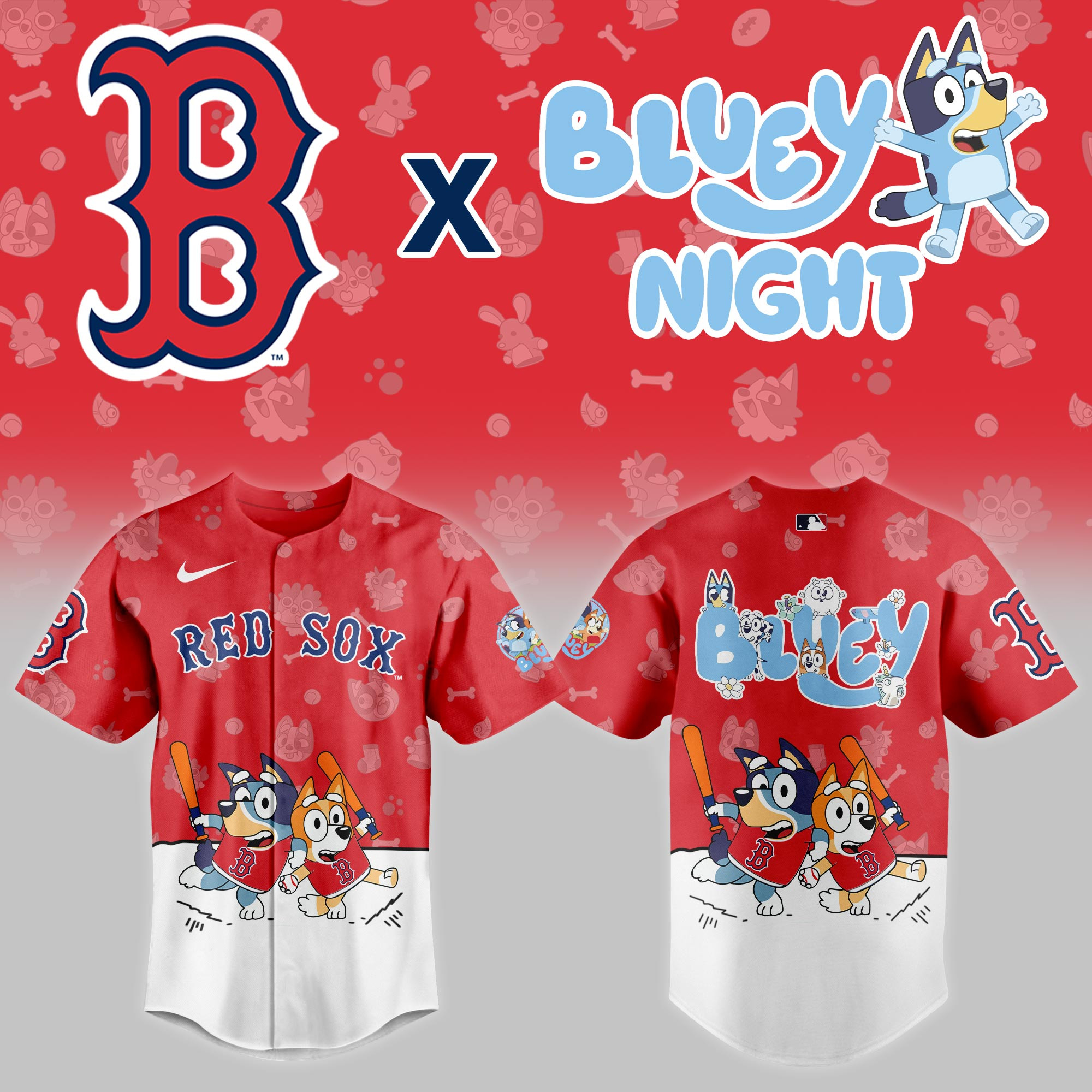 Boston Red Sox Mlb X Bluey Night Baseball Jersey For Fan-1