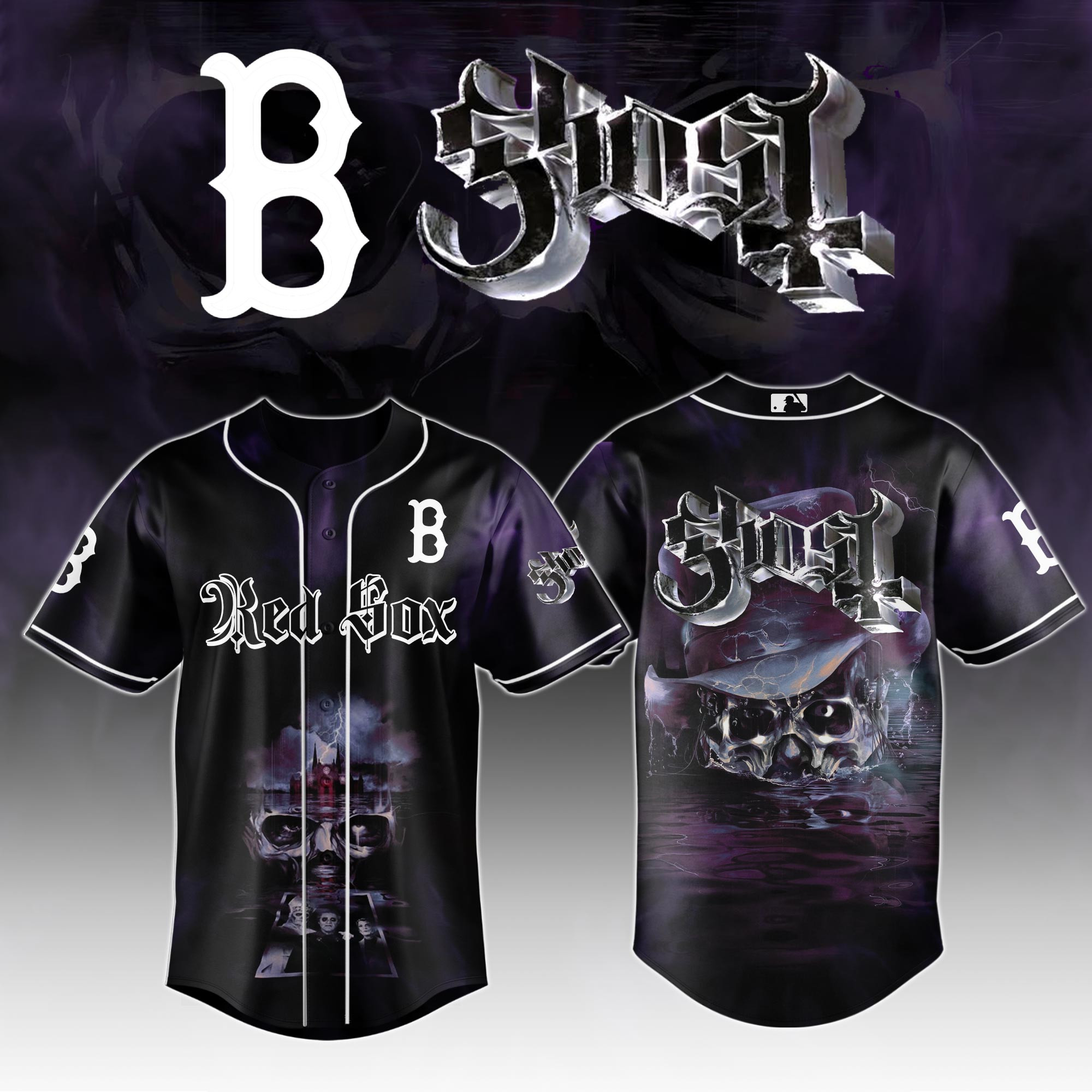 Boston Red Sox Mlb X Ghost Skeletour World Tour Baseball Jersey For Fans-1
