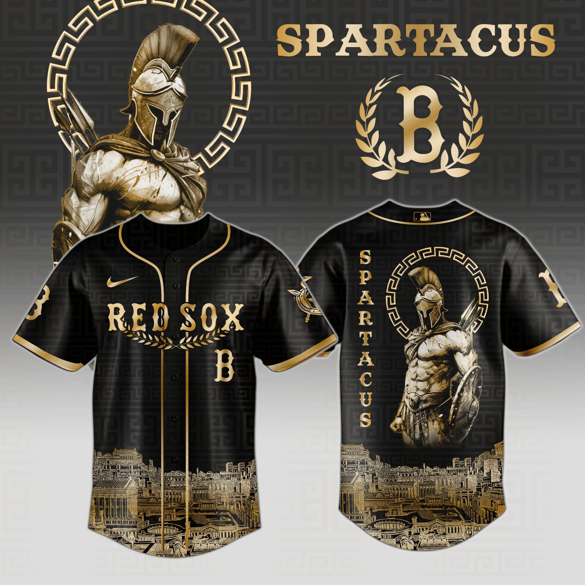 Boston Red Sox Mlb X Spartacus Baseball Jersey For Fans-1