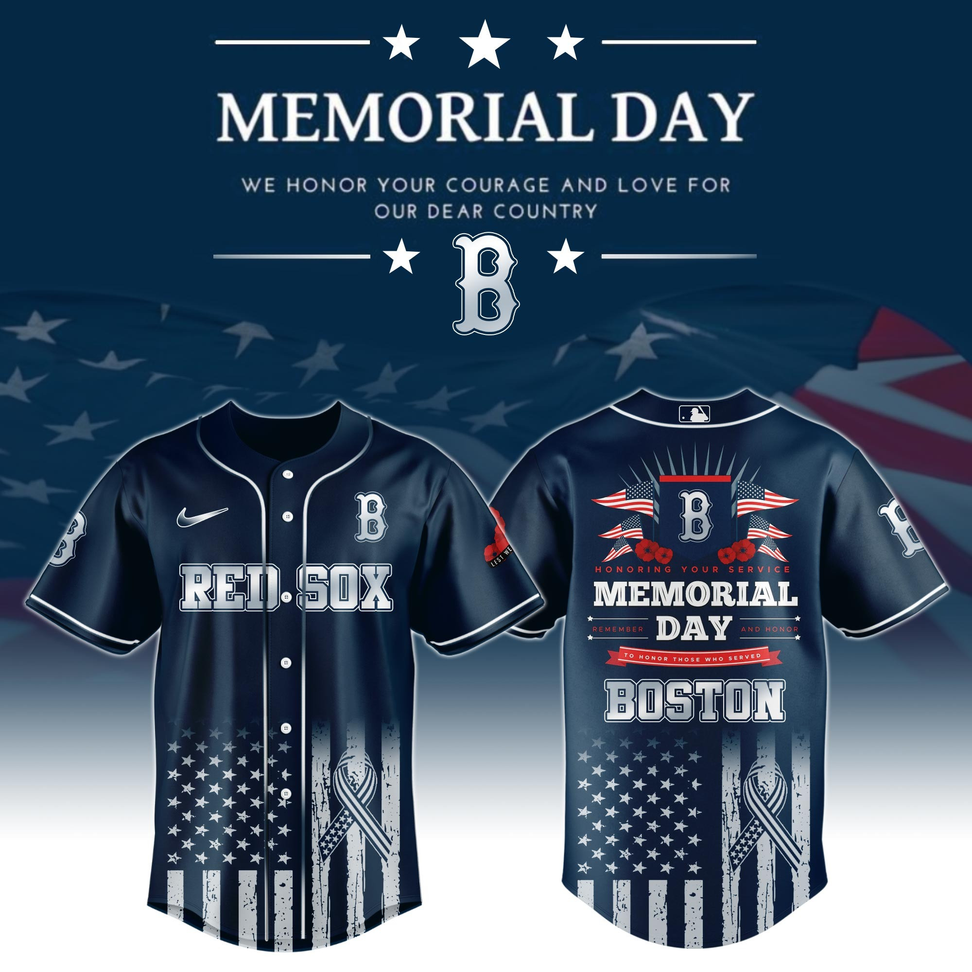 Boston Red Sox Special Memorial Day 2025 Limited Edition Jersey Boston Red Sox-1