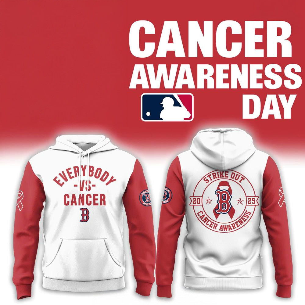 Boston Red Sox Strike Out 2025 Cancer Awareness Hoodie Boston Red Sox Merch Unique Gifts For Dad-1