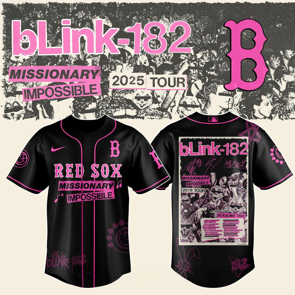 Boston Red Sox X Blink 182 Missionary Impossible Tour 2025 Jersey Red Sox Merch Gift For Fans-1