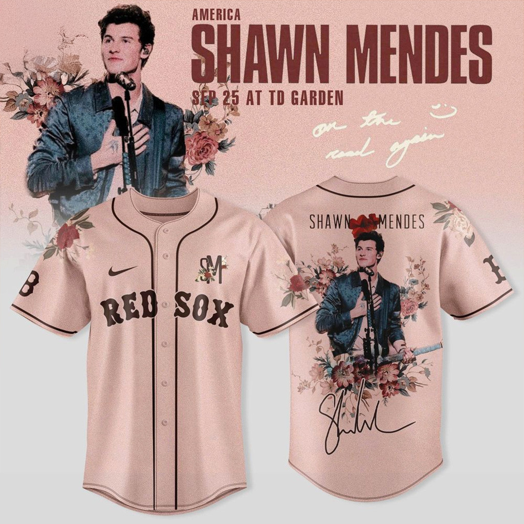 Boston Red Sox X Shawn Mendes On The Road Again Tour Baseball Jersey Fan Merch Gift For Her-1