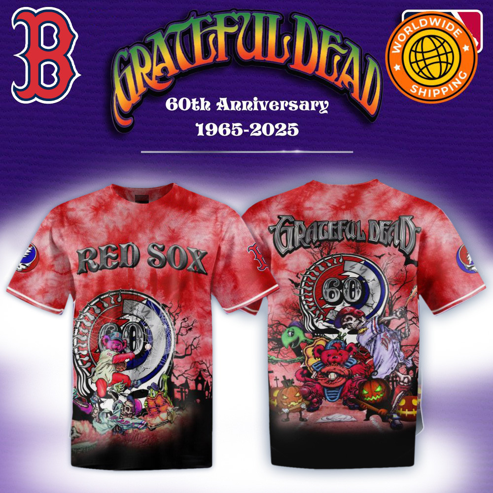 Boston Red Sox x Grateful Dead 60th Anniversary Shirt Good Father's Day Presents-1