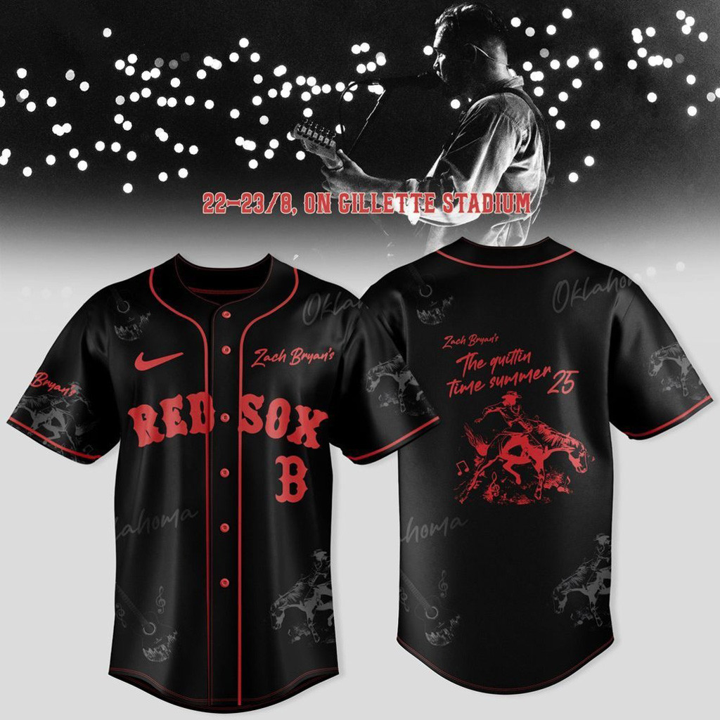 Boston Red Sox x Zach Bryan The Quittin' Time Tour 2025 Baseball Jersey Gifts For Baseball Fans-1