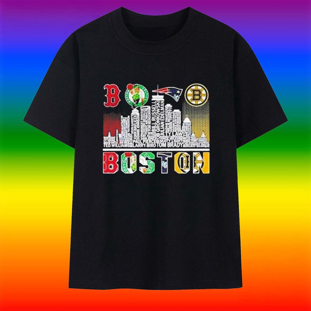 Boston Skyline Name City Sports Team Logo 2025 T-Shirt-1