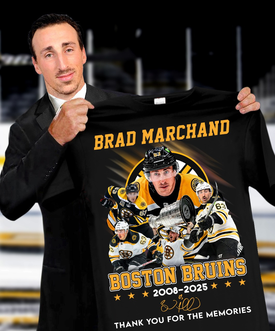 Brad Marchand Boston Bruins 2008 2025 Thank You For The Memories T-Shirt Gifts For Hockey Fan-1
