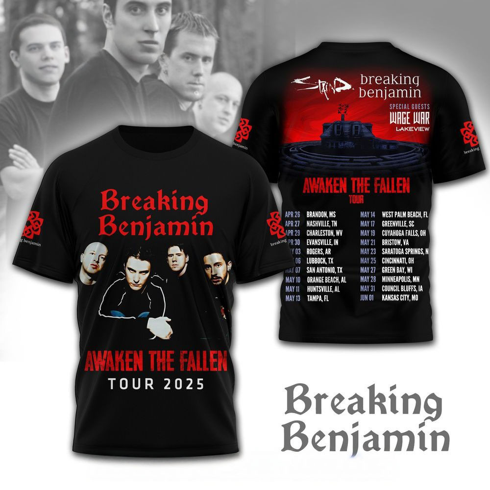 Breaking Benjamin Awaken The Fallen Tour 2025 Shirt Breaking Benjamin Merch Father's Day Gifts-1