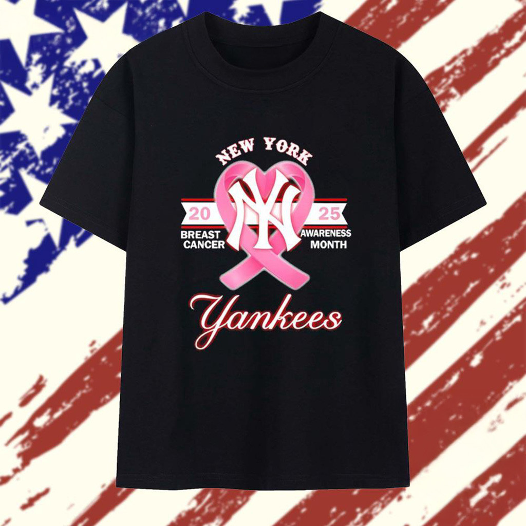 Breast Cancer Awareness Month 2025 New York Yankees Logo T-Shirt Yankees Merch Mom Gifts-1
