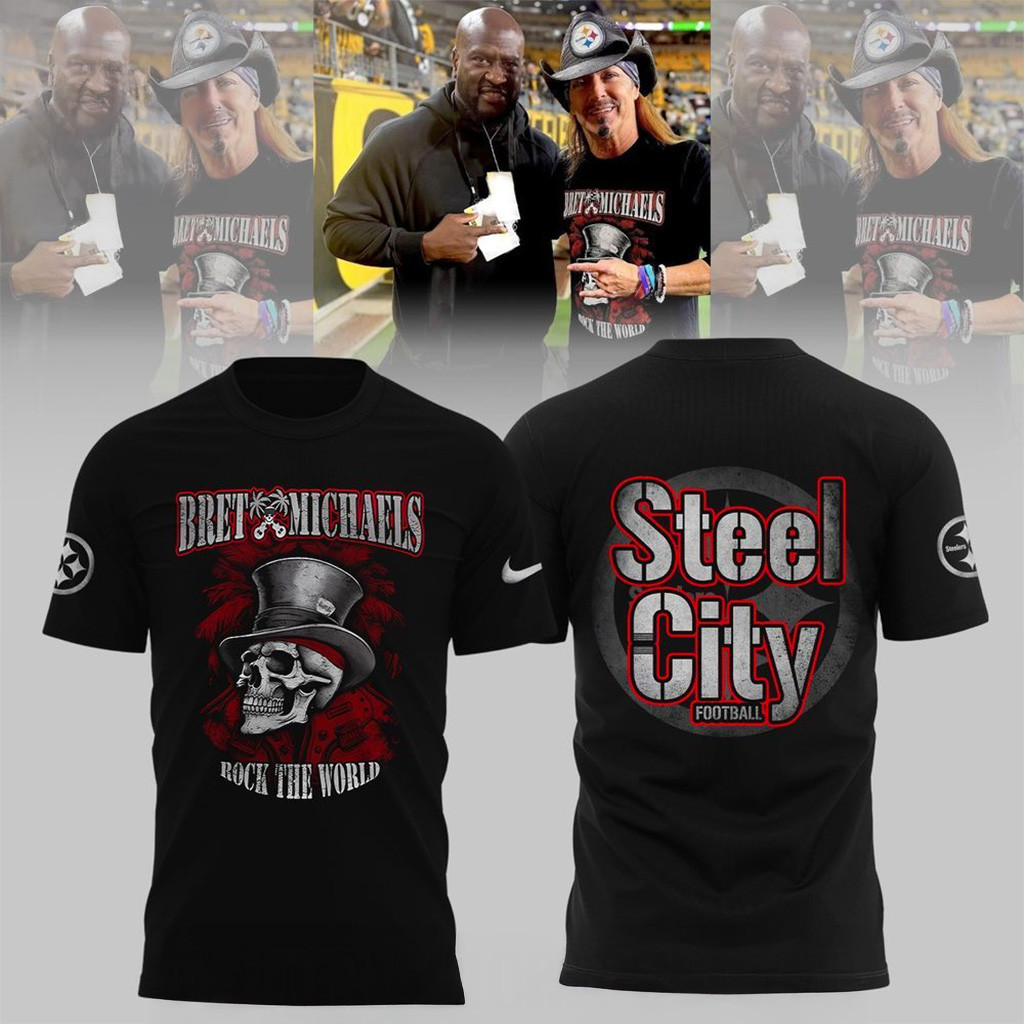 Bret Michaels x Pittsburgh Steelers T-Shirt Fan Merch Dad Christmas Gift Ideas-1