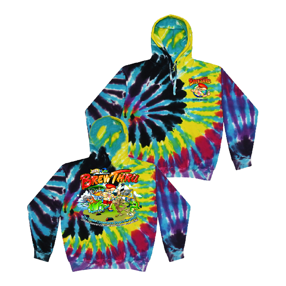 Brew Thru Merch 2024 Annual Flashback Tie Dye Hoodie Dad Fathers Day Gifts-1
