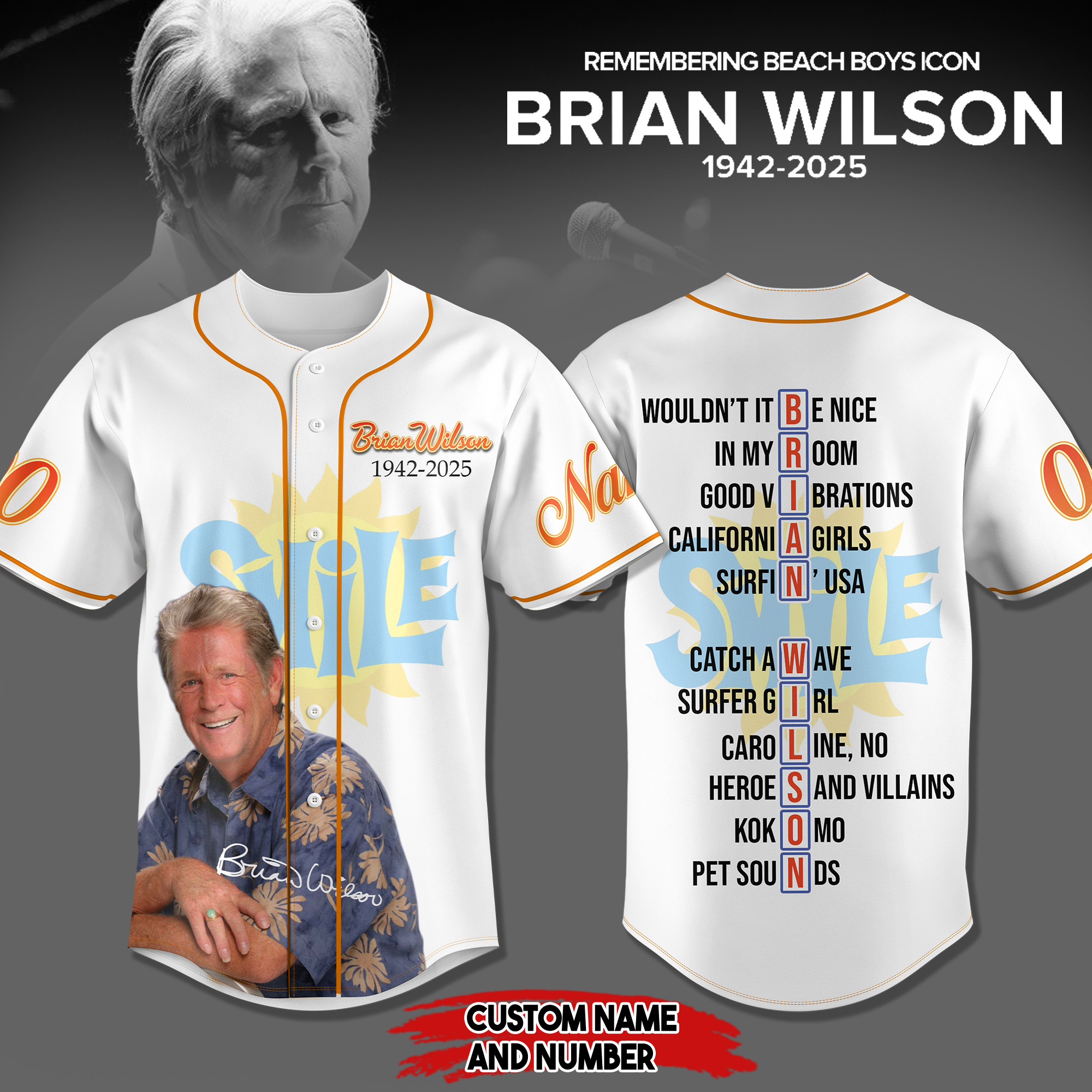 Brian Wilson Music Personalized Baseball Jersey For Fans-1