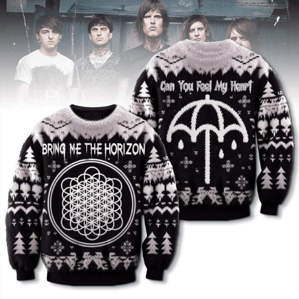 Bring Me The Horizon Can You Feel My Heart 2024 Christmas Ugly Sweater Gifts For Fans-1