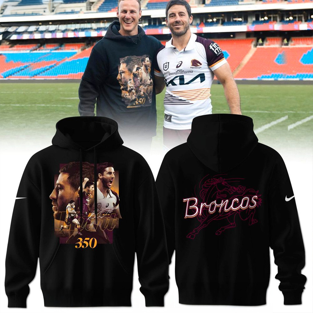 Brisbane Broncos Ben Hunt 350 Games Hoodie Brisbane Broncos Merch Gifts For Fans-1
