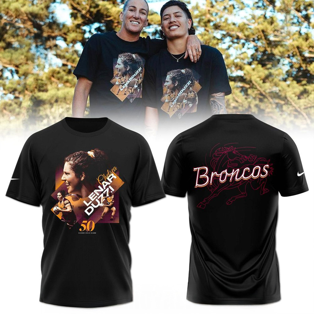 Brisbane Broncos Chelsea Lenarduzzi 50 Games Tribute T-Shirt Brisbane Broncos Merch For Fans-1