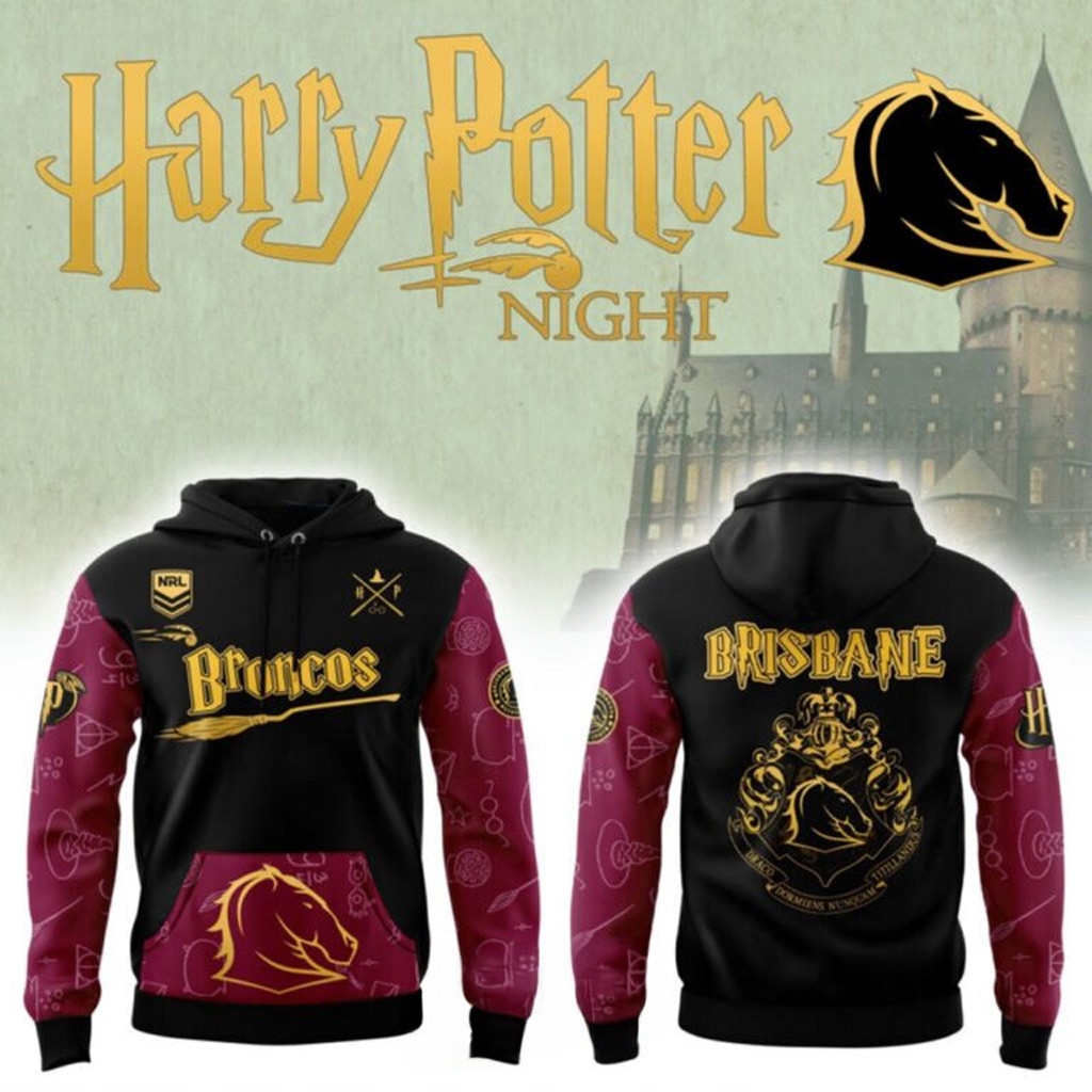 Brisbane Broncos NRL Team Harry Potter Hoodie Brisbane Broncos Merch Gift For Fans-1