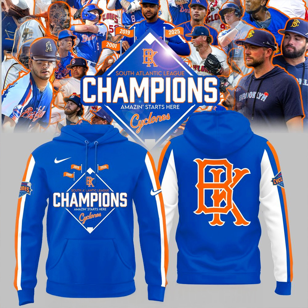 Brooklyn Cyclones 2025 South Atlantic League Champions Hoodie Brooklyn Cyclones Merch-1