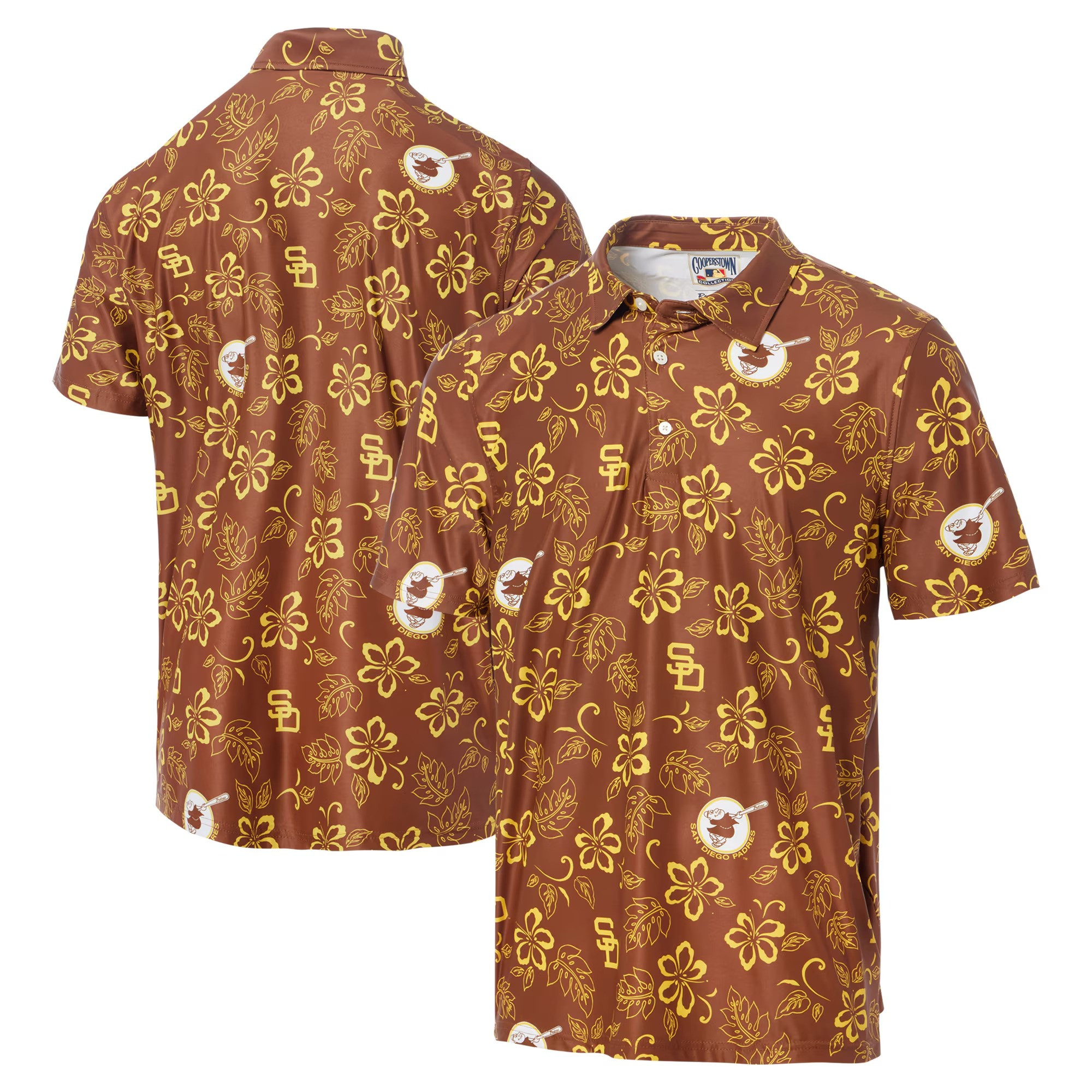 Brown San Diego Padres Polo Shirt MLB Aloha Shirt Gifts For Baseball Fans-1
