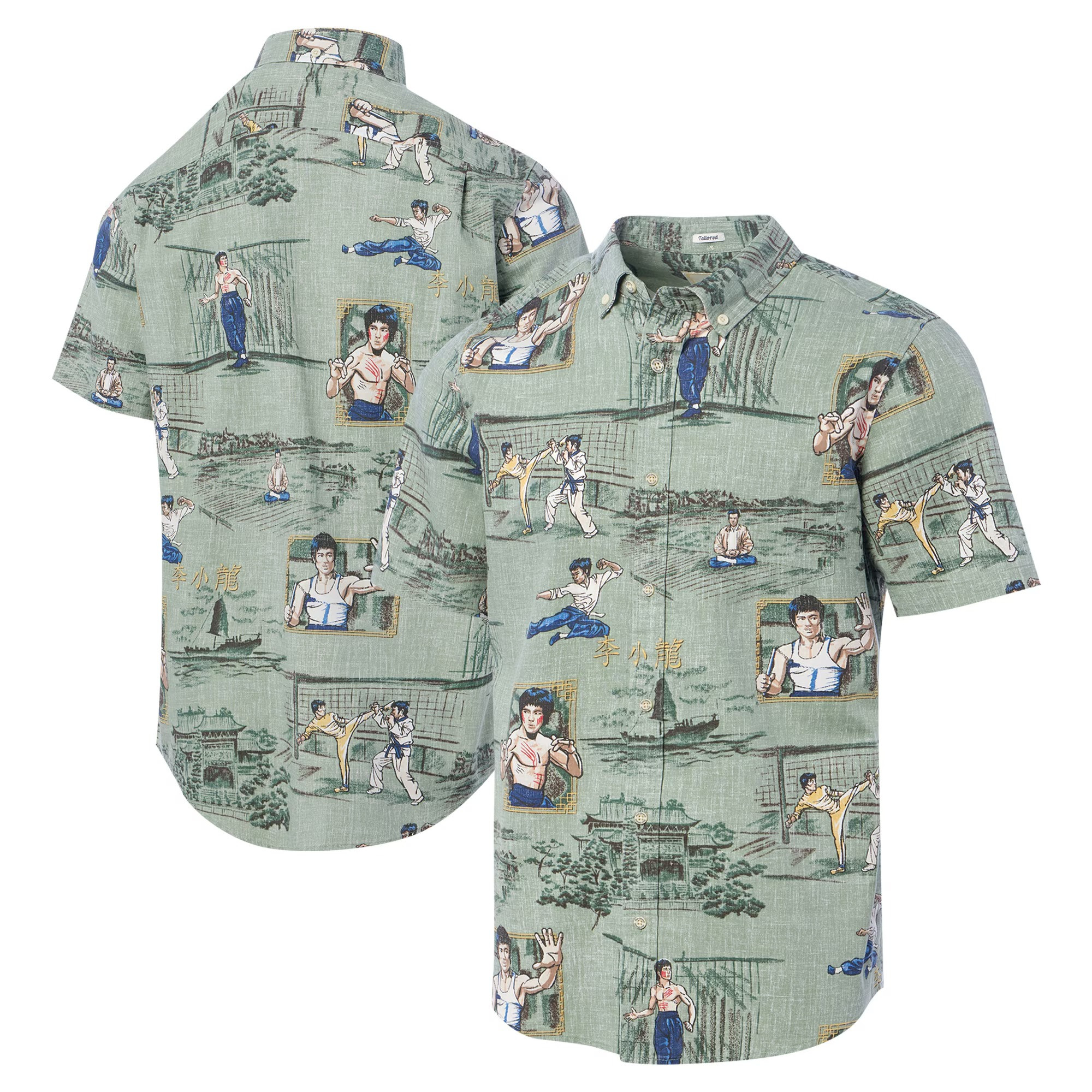 Bruce Lee Green Hollywood Icons Little Dragon Hawaiian Shirt Gifts For Father's Day From Daughter-1