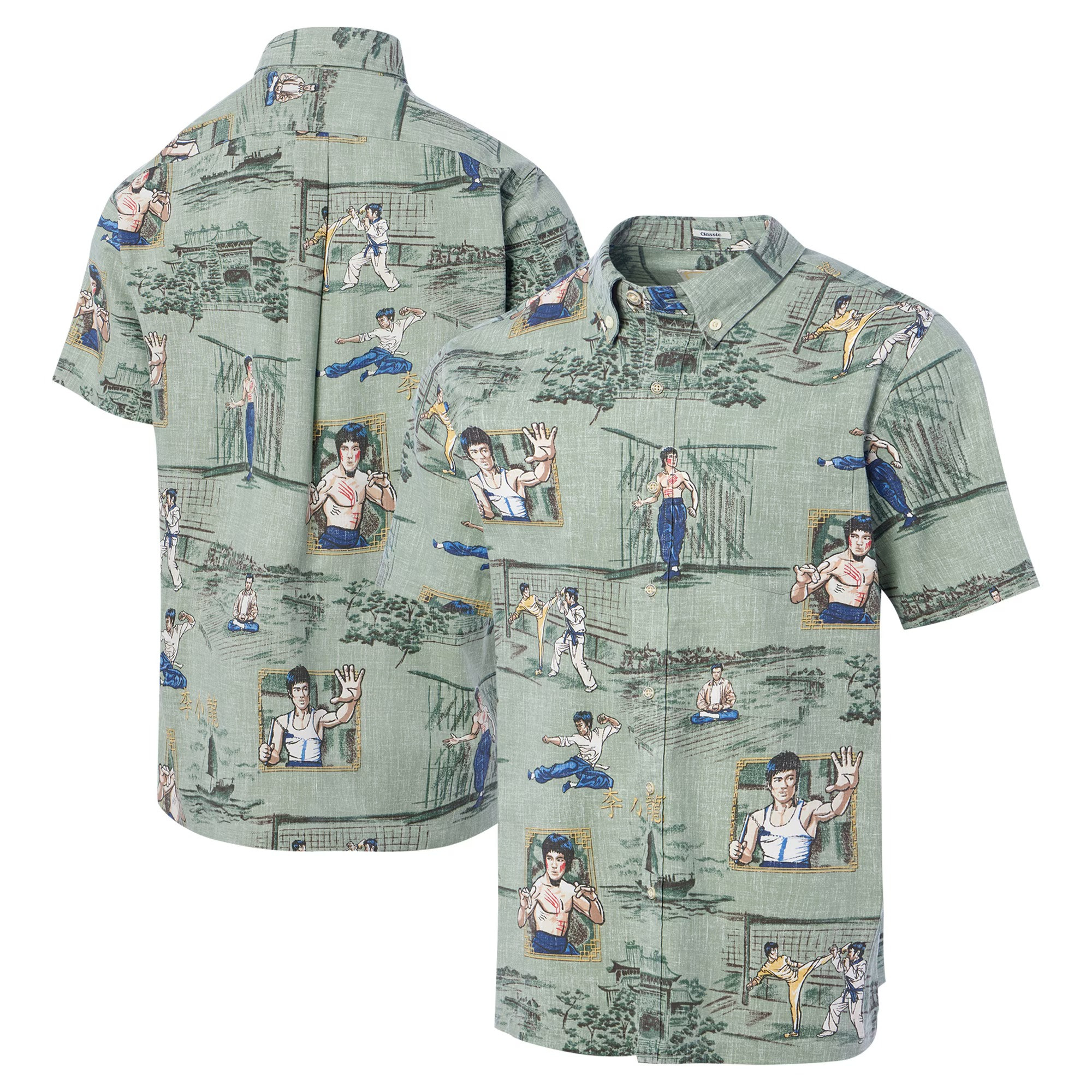 Bruce Lee Green Hollywood Icons Little Dragon Hawaiian Shirt Unique Dad Gifts For Father's Day-1