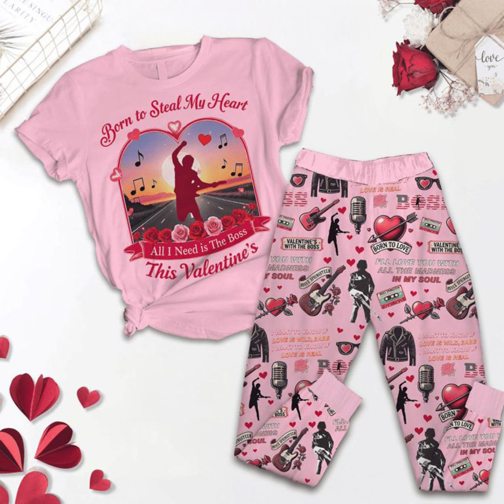 Bruce Springsteen Born To Steal My Heart This Valentine Pajamas Set Music Fans Gifts-1
