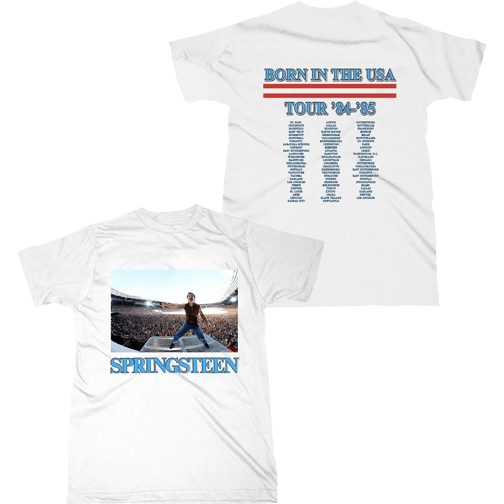 Bruce Springsteen T-Shirt Bruce Springsteen Merch Born In The USA White Tee Unique Gifts For Dad-1