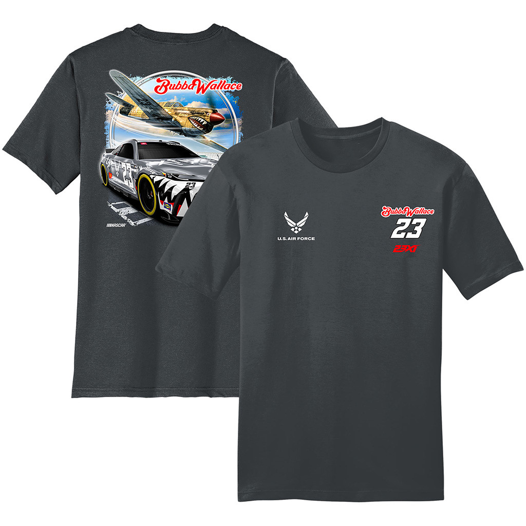 Bubba Wallace Shirt 23XI Racing Charcoal Bubba Wallace Us Air Force Car T-Shirt Dad Gifts-1