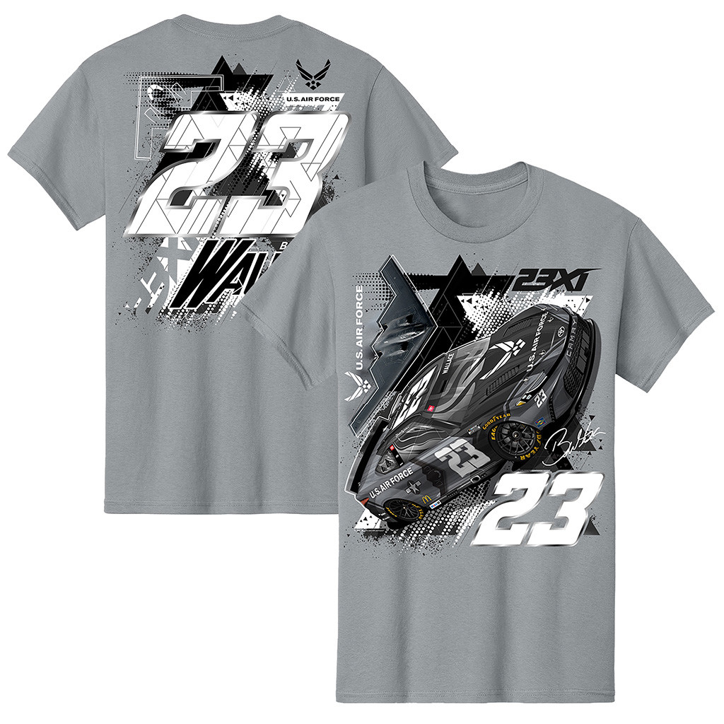 Bubba Wallace Shirt 23XI Racing Gray Bubba Wallace Us Air Force Car T-Shirt Racing Fan Gifts-1
