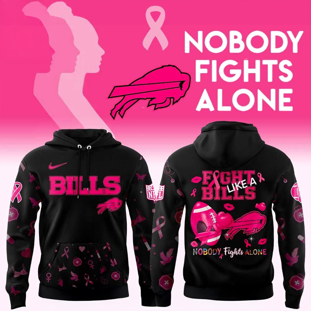 Buffalo Bills Nobody Fights Alone Breast Cancer Hoodie Buffalo Bills Merch Gifts For Fan-1