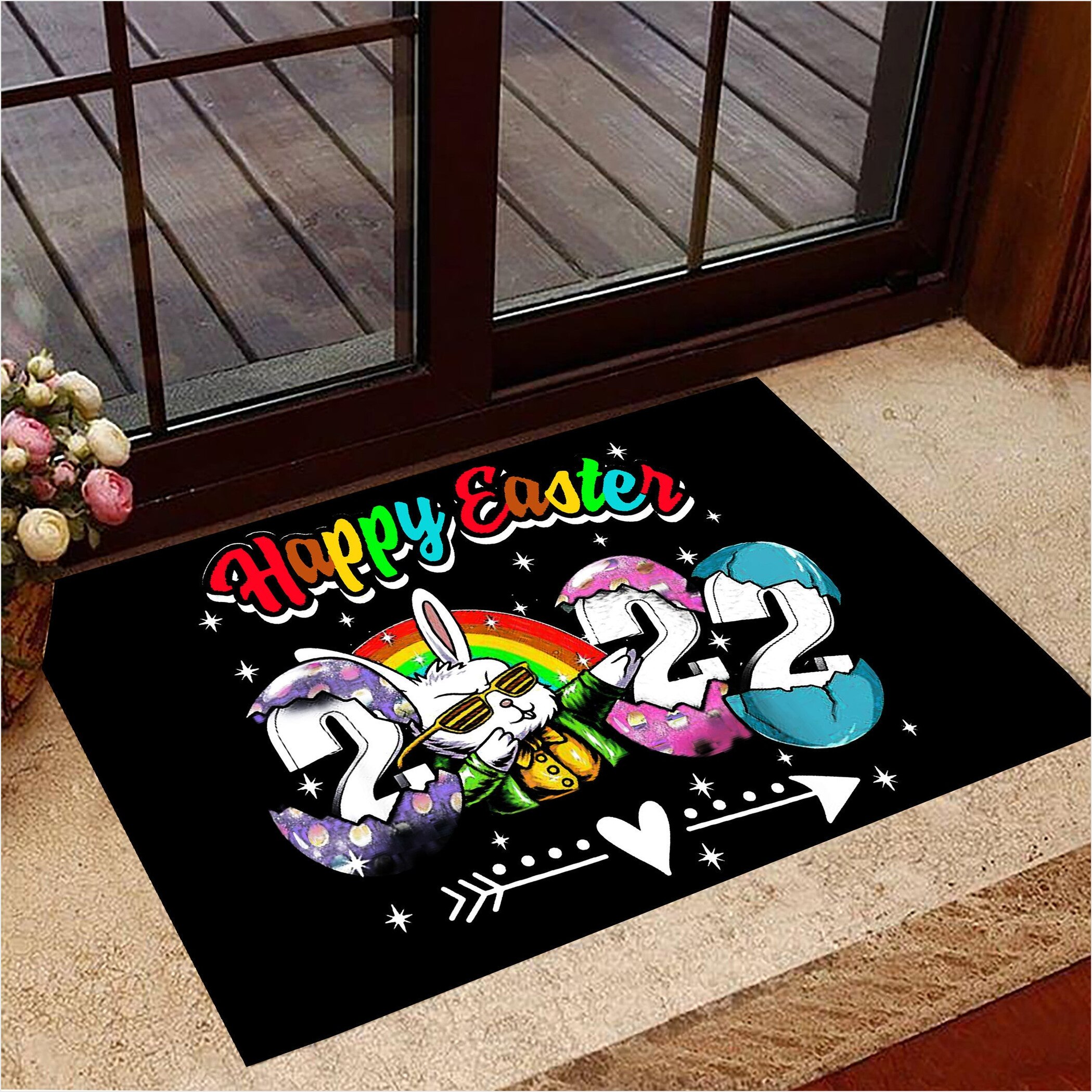 Bunny Happy Easter Day 2022 Doormat Merchandise Easter Front Door Mats Home Decor Gifts For BFF-1