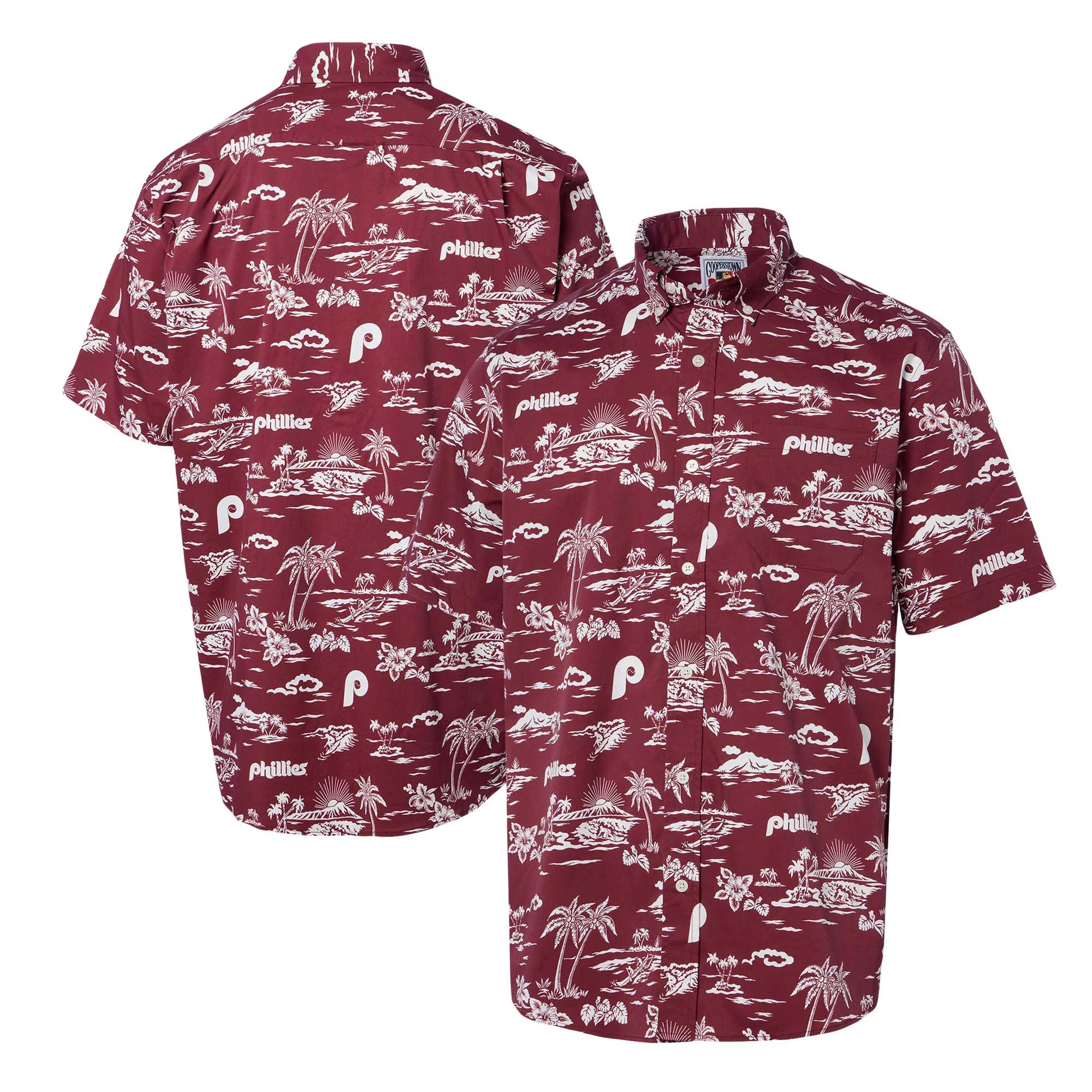 Burgundy Philadelphia Phillies Hawaiian Shirt MLB Aloha Shirt Gifts For Father's Day Ideas-1