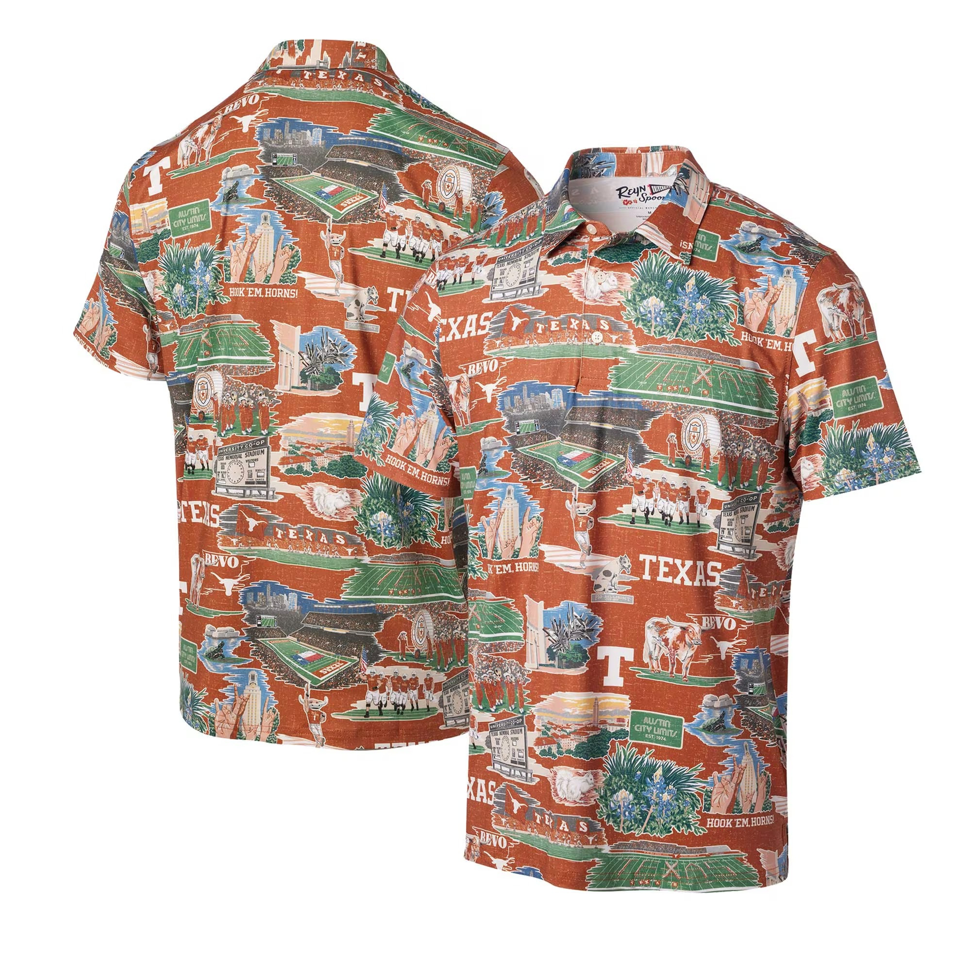 Burnt Orange Texas Longhorns Polo Shirt NCAA Aloha Shirt Gifts For Father's Day From Wife-1