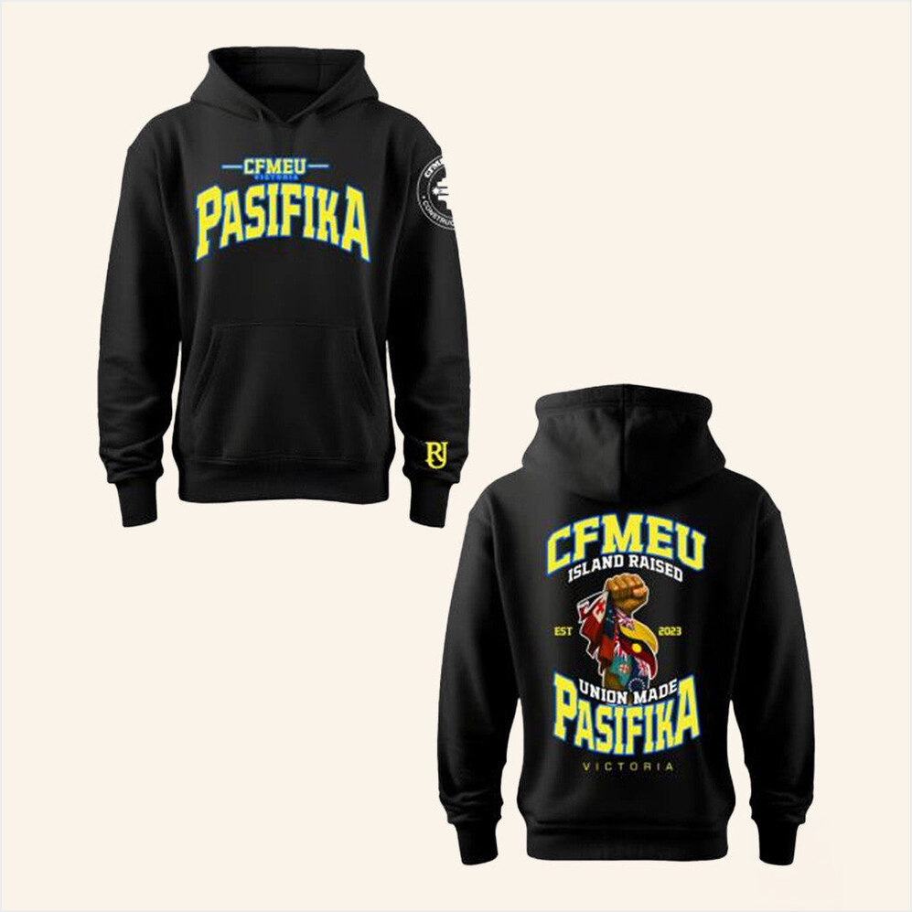CFMEU Merch Pasifika Union Raised Yellow And Blue Hoodie Gifts For Dudes Gifts For Best Friend-1