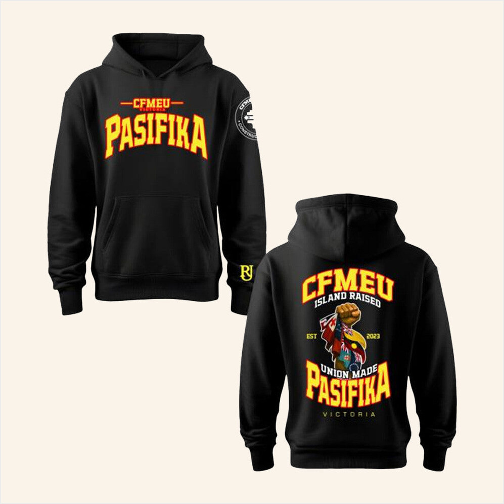 CFMEU Merch Pasifika Union Raised Yellow And Red Hoodie Gifts For Him Gifts For Friends-1