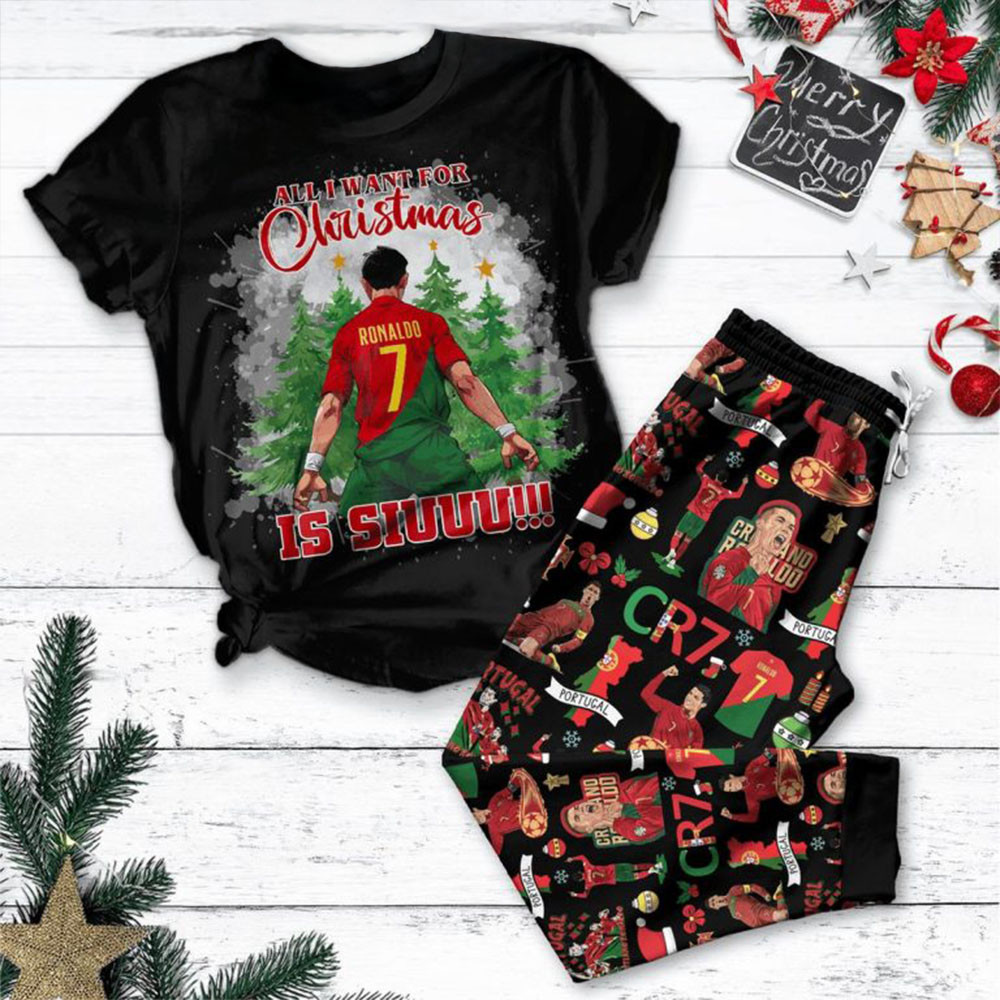 CR7 Cristiano Ronaldo All I Want Is Siuu 2024 Christmas Pajamas Set Gifts For Football Fan-1