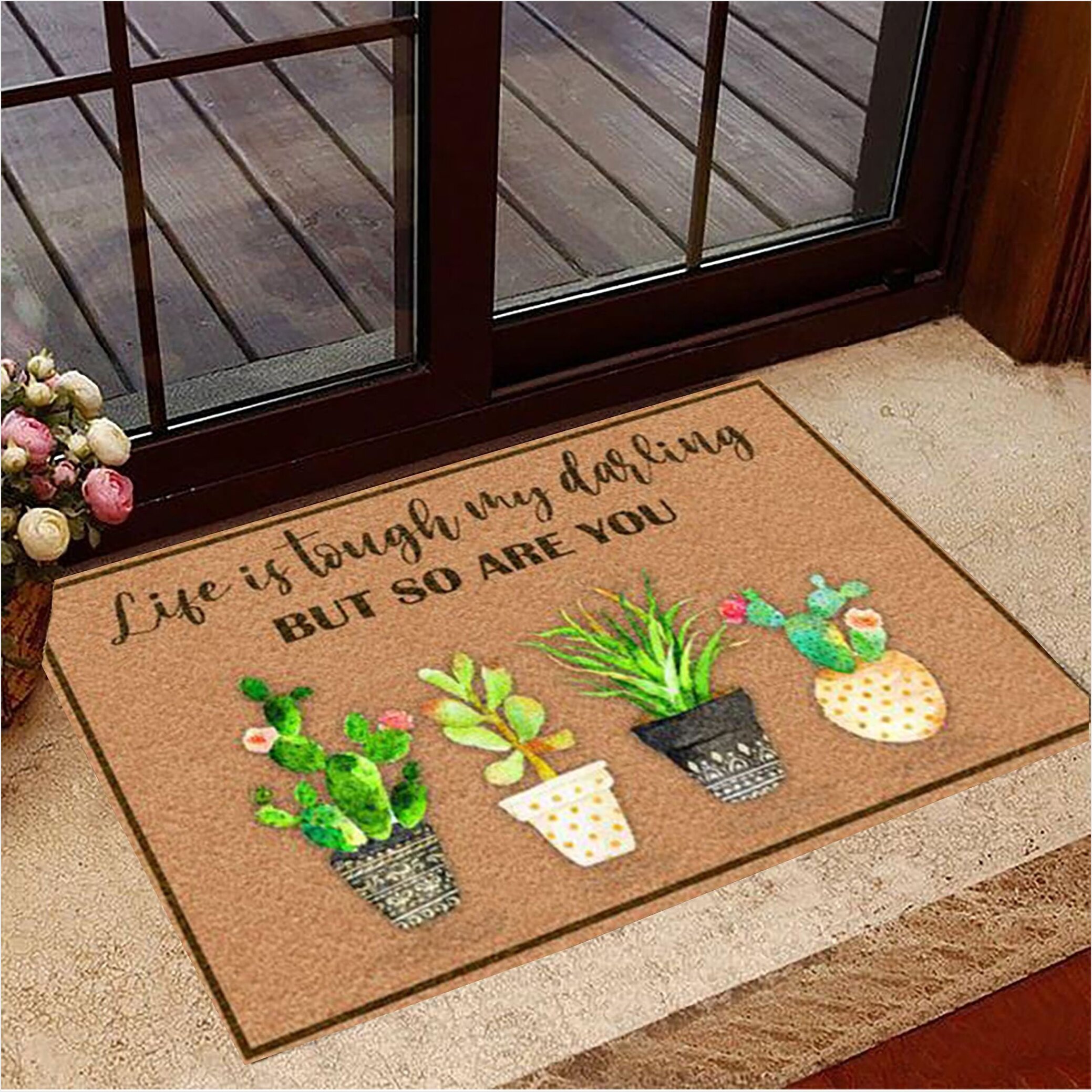 Cactus Life Is Tough My Darling But So Are You Doormat Spring Doormat House Decor Gifts For BFF-1
